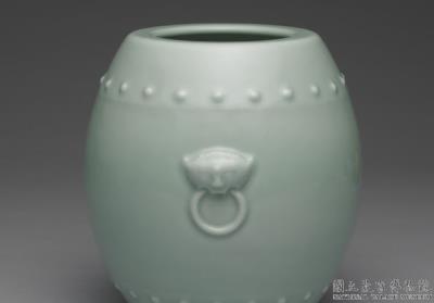 图片[3]-Drum-shaped jar with appliqued animal masks carrying rings in green glaze, Qing dynasty, Qianlong reign (1736-1795)-China Archive